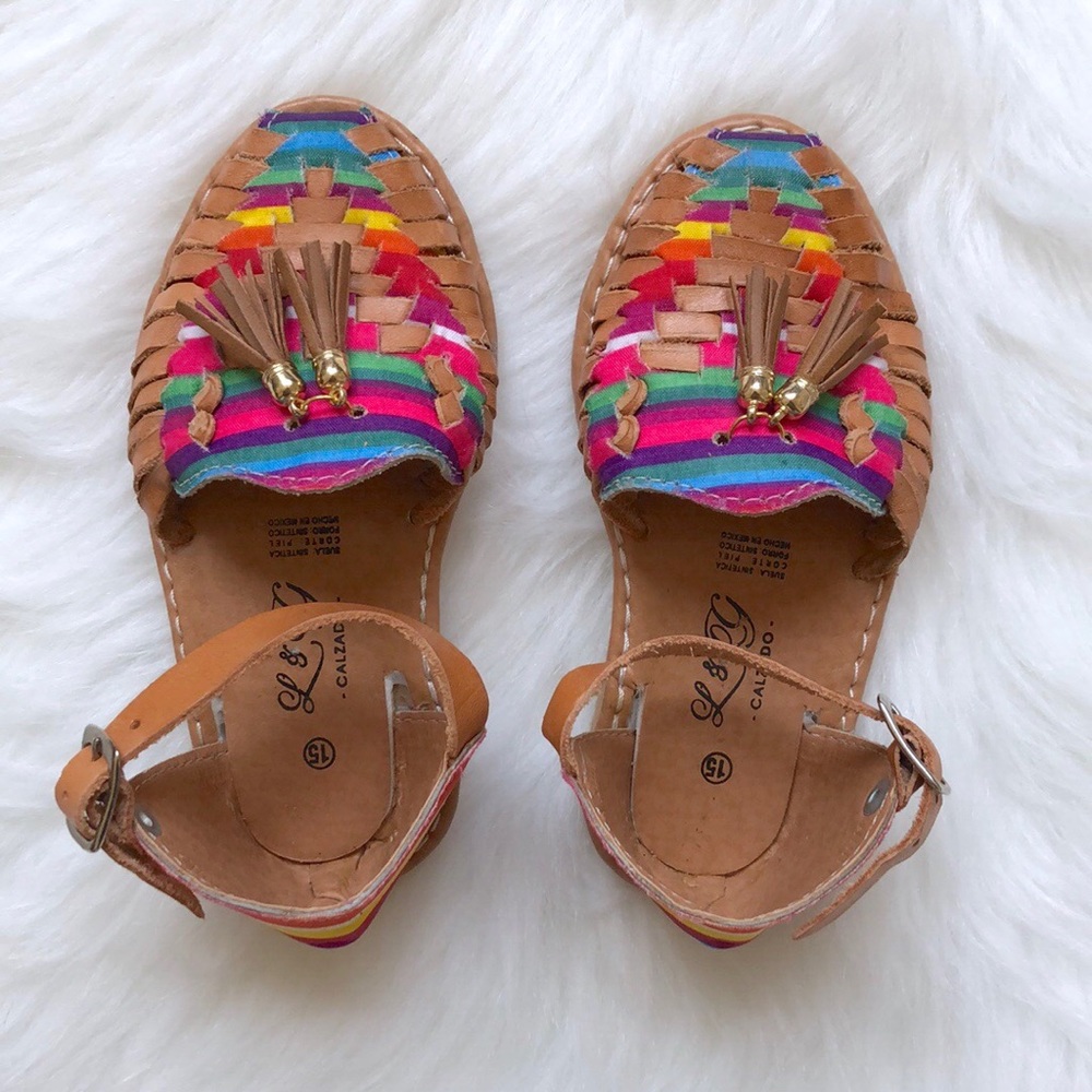 Rainbow huaraches with tassels - Picture 2 of 4